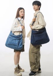 デニムショルダーバッグ ウォッシュド加工 収納力抜群 カジュアルスタイル - 画像 (18)