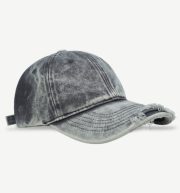 ユニセックスデニムキャップ ウォッシュド加工 ダメージデザイン カジュアルスタイル - 画像 (9)