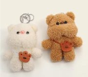 ふわふわくまバッグチャーム ぬいぐるみキーホルダー かわいいマスコット - 画像 (2)