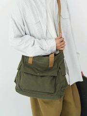クラシックキャンバスショルダーバッグ 2WAY仕様 通学・デイリー使い対応 - 画像 (5)