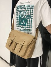 ヴィンテージミリタリーショルダーバッグ キャンバス 通学・旅行対応 ユニセックス - 画像 (6)