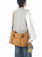 クラシックキャンバスショルダーバッグ 2WAY仕様 通学・デイリー使い対応 - 画像 (4)