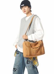 クラシックキャンバスショルダーバッグ 2WAY仕様 通学・デイリー使い対応 - 画像 (6)