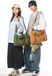 クラシックキャンバスショルダーバッグ 2WAY仕様 通学・デイリー使い対応 - 画像 (25)